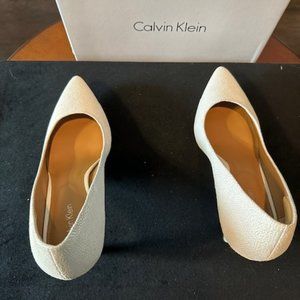 CALVIN KLEIN PLATINUM WHITE LEATHER SHOES